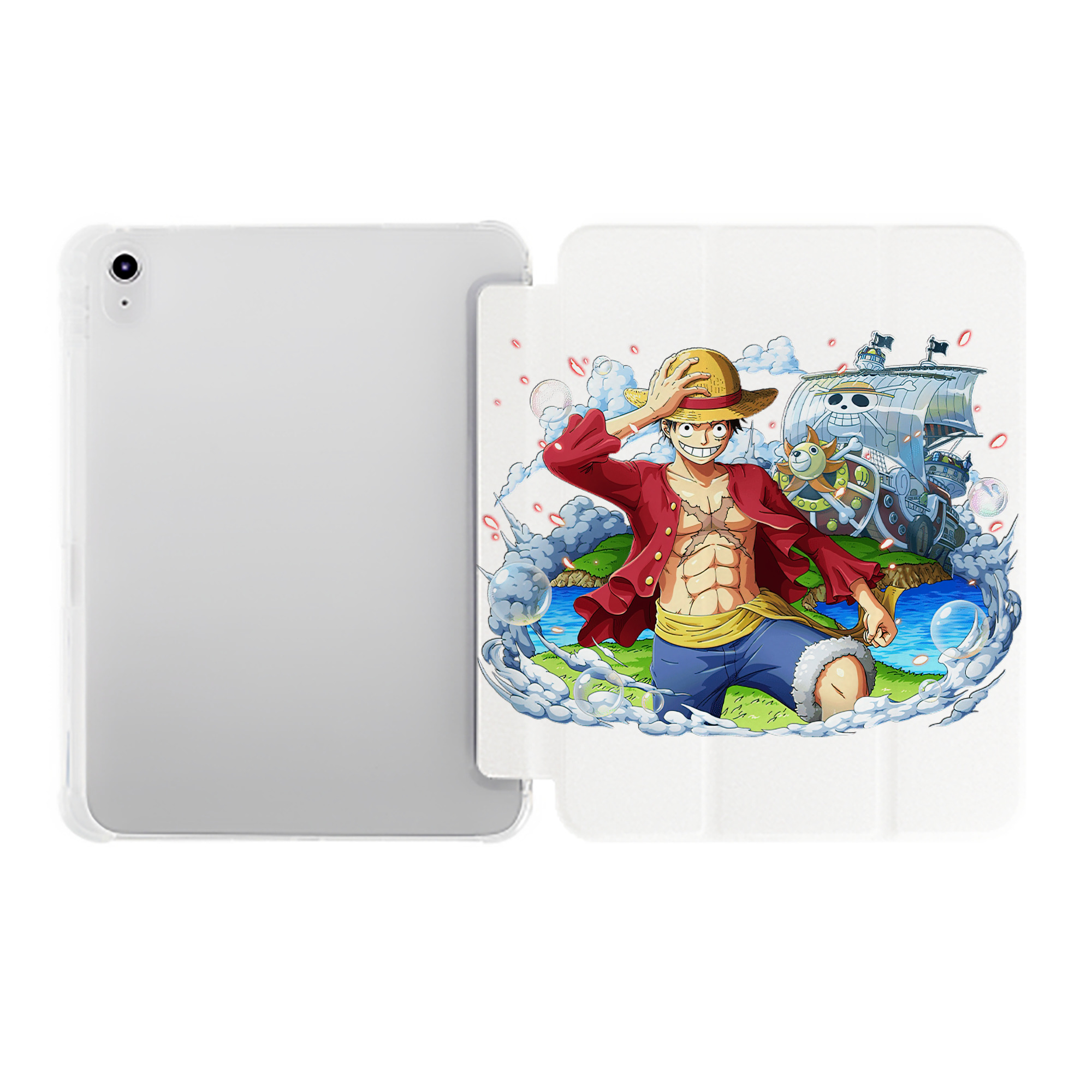 （画像用） ワンピース モンキー・D・ルフィ ONE PIECE Monkey D. Luffy IPad ケース ペン収納付き 三つ折りスタンド PUレザー×シリコン 対応機種9.5/10.5/10.9インチ